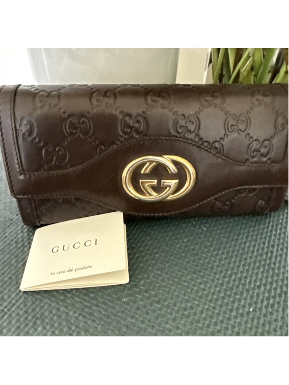 GUCCI Guccissima Interlocking G Continental Long Wallet Brown Leather
